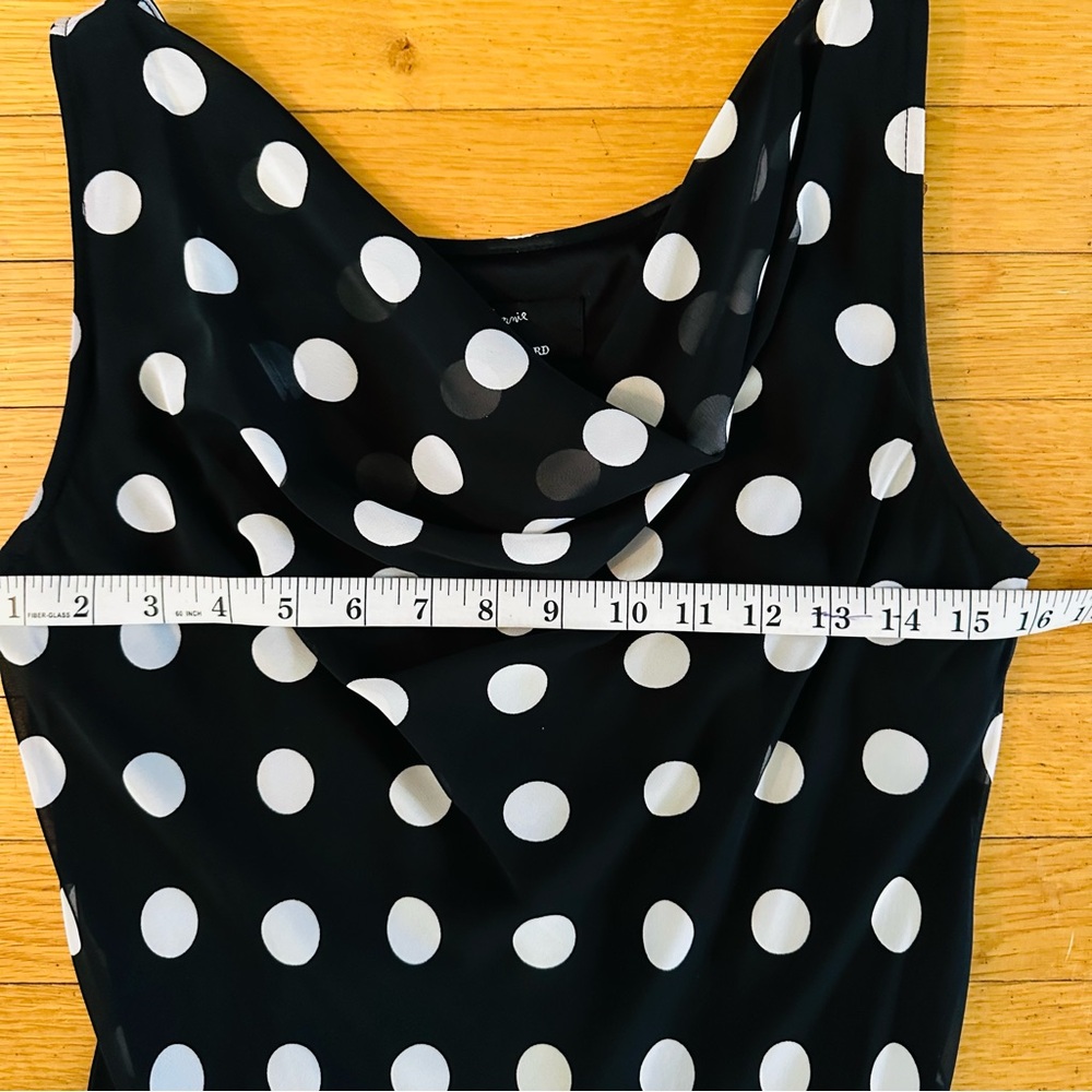 Lennie for Nina Leonard Black & White Polka Dot Cowl Neck Kentucky Derby Dress - Picture 11 of 14